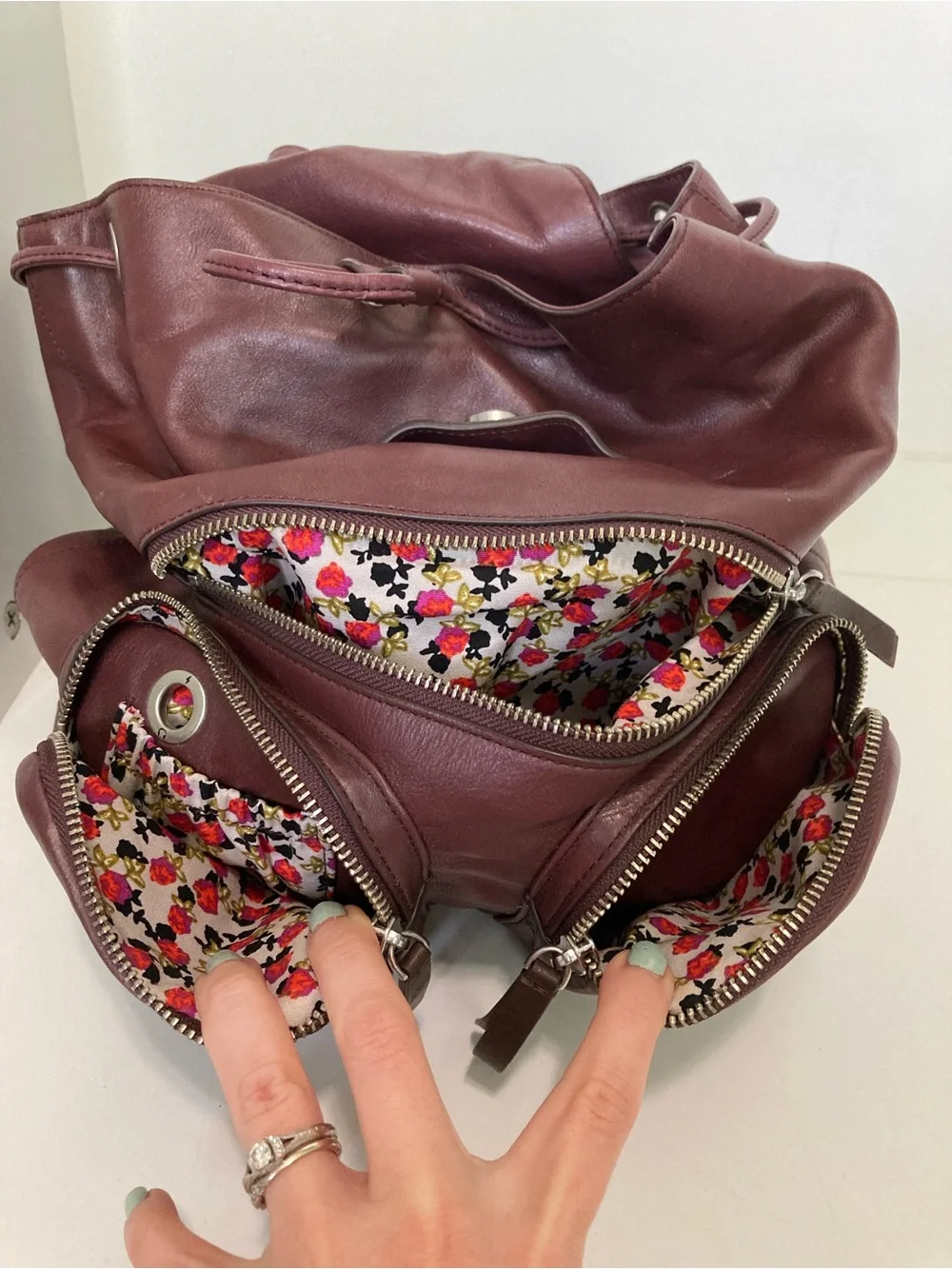 Vera Bradley Gallatin wine leather cargo backpack